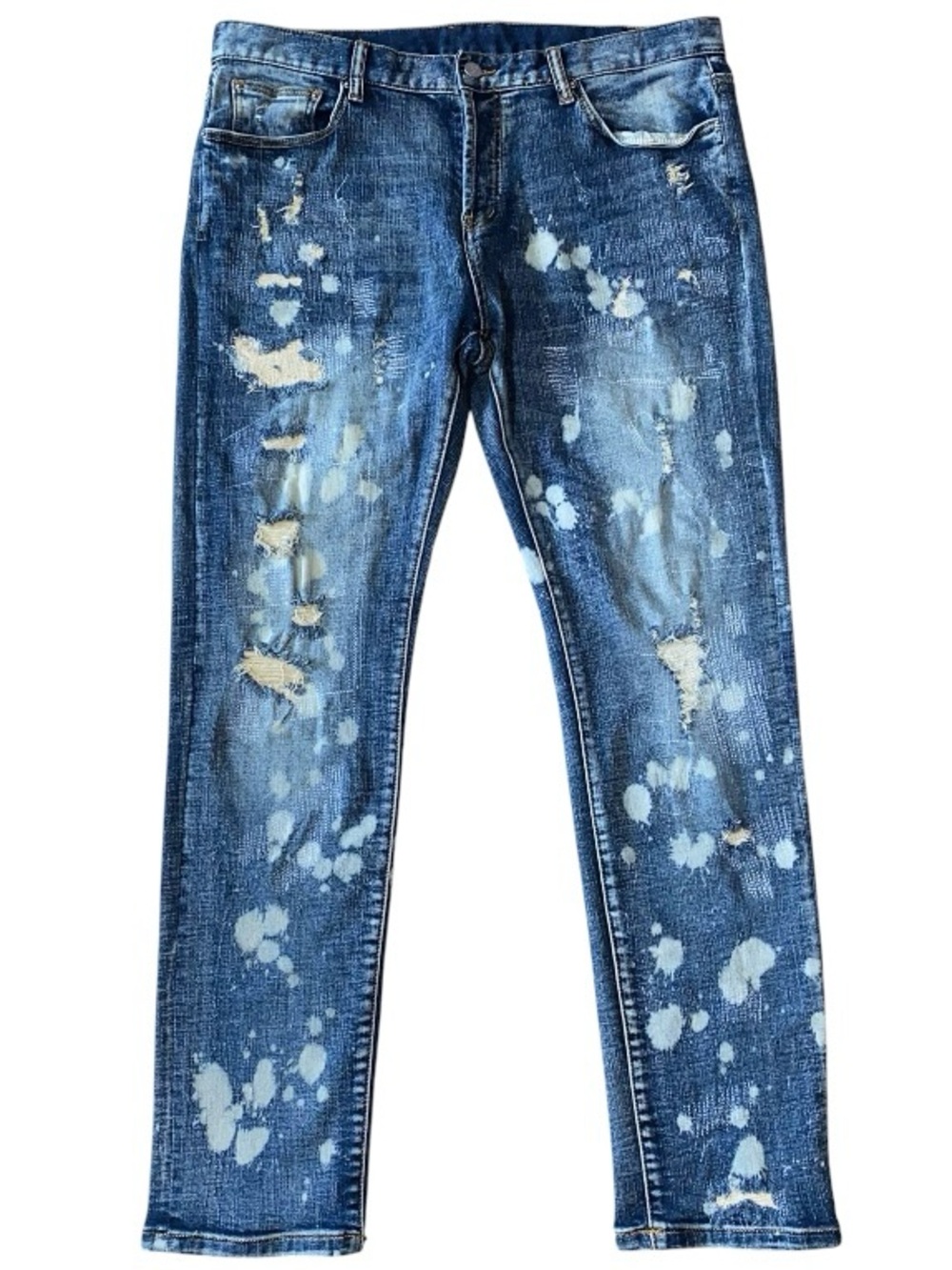 DOPE Distressed Paint Splatter Jeans Size 36 Men's Blue Denim (L)